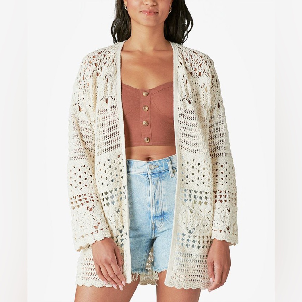 Lucky Brand Open Front Crochet Cardigan - Size S